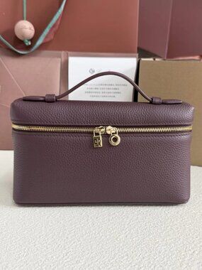 Loro Piana Purple Grained Leather Vanity Case